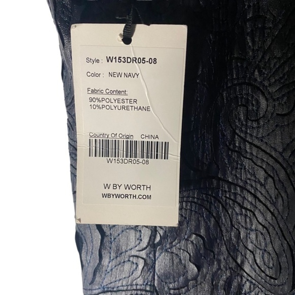 NWT $289 W by Worth Metallic Navy Paisley Halter Dress - Size 8 - Picture 10 of 11